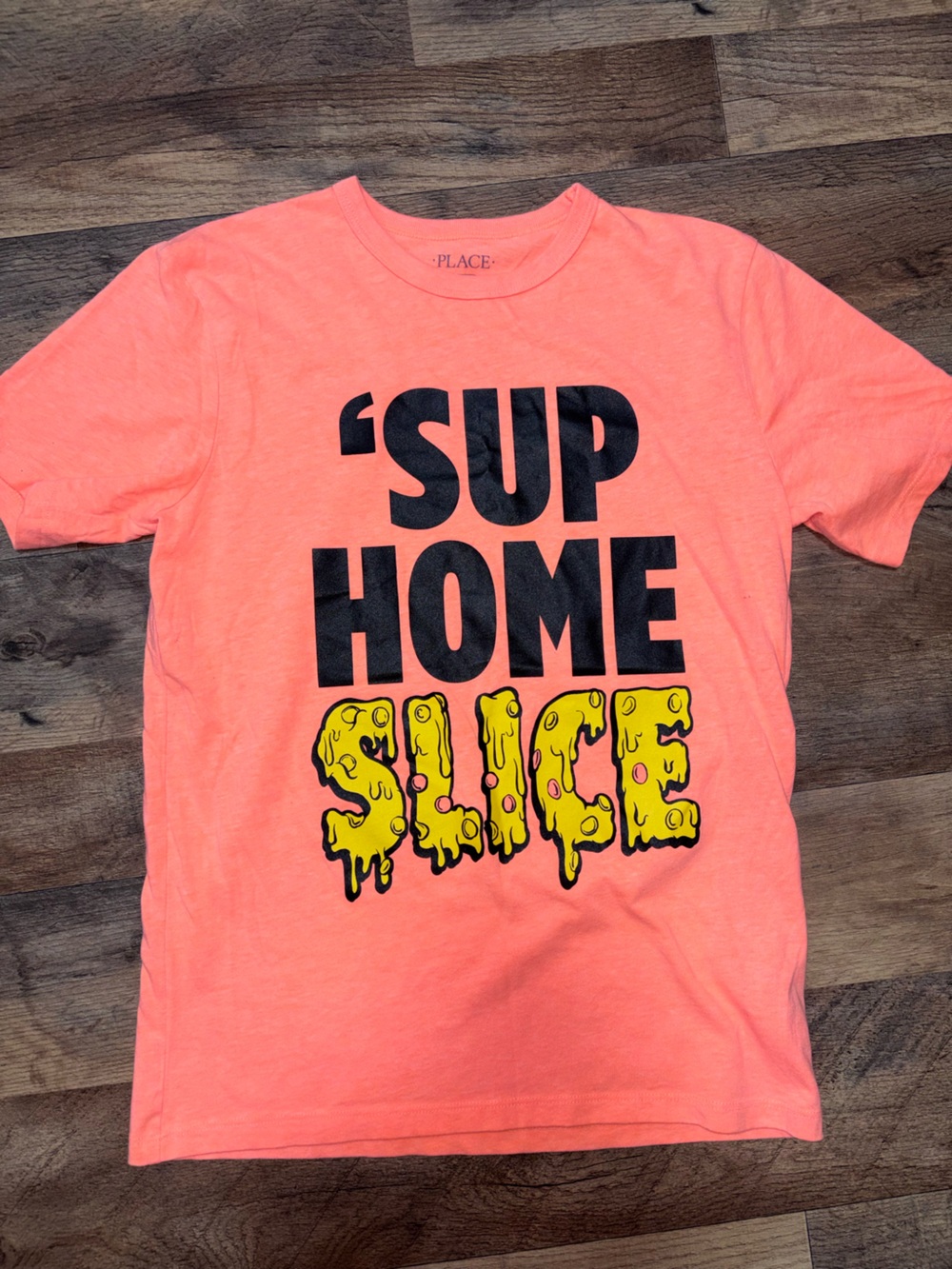 The Children's Place Neon Coral 'Sup Home Slice' Graphic Tee